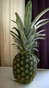 pineapple, fruit, green, plant, purple, white, sweet