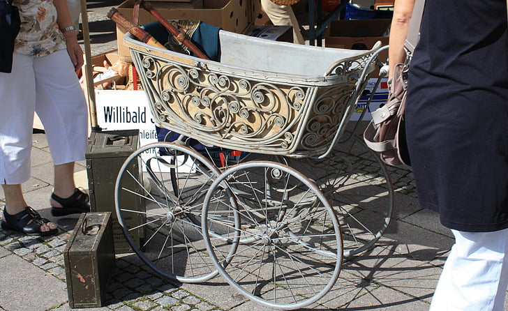 baby carriage, doll prams, antique, flea market, box, browse, junk