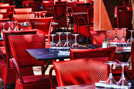 france, provence, restaurant, red, eat, chairs, dining tables