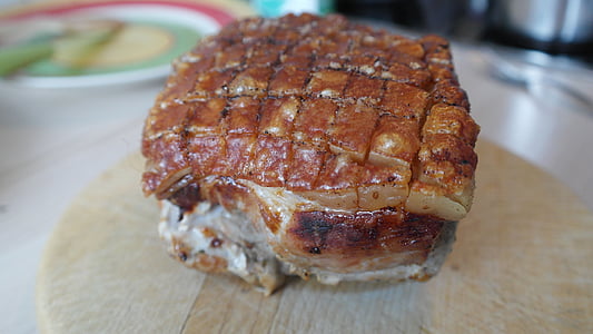 porc, friptură de crusta, friptură de porc, coaja, se prăjeşte, carne, crusta