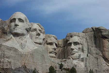 montaje, Rushmore, piedra, Presidente, estatua de, representación humana, escultura
