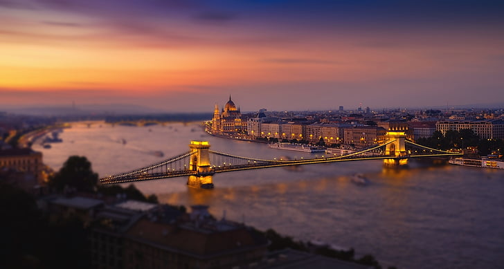 Budimpešta, Mađarska, most, noć Budimpešta, Mađarski parlament, štetočina, noć parlamenta