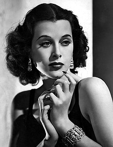 hedy lamarr, actress, vintage, movies, motion pictures, monochrome, black and white