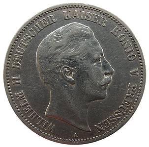 marque de, la Prusse, Wilhelm, pièce de monnaie, devise, numismatique, commémorative