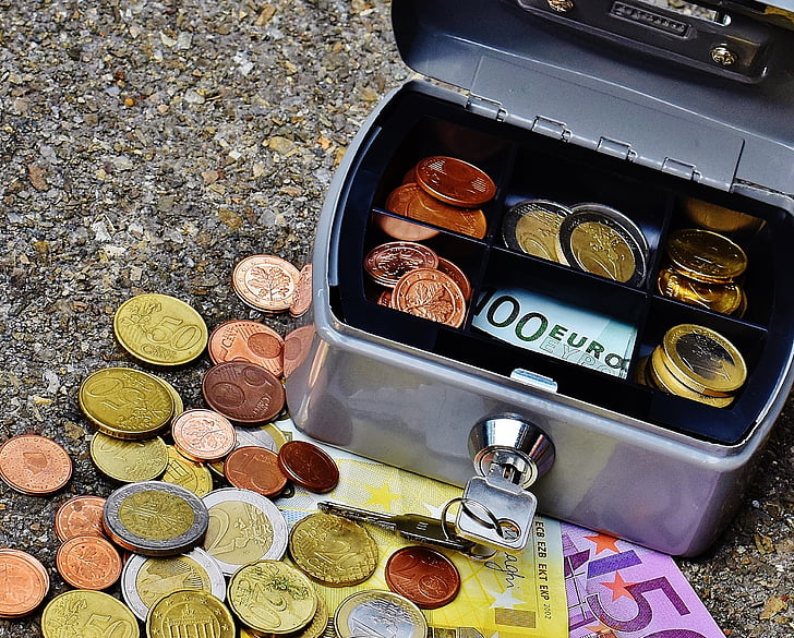 cashbox, denar, valute, blagajna, finance, denar polje, evro