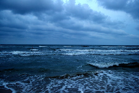Mar, Mar Negre, tempesta, núvols, negre, l'aigua, natura