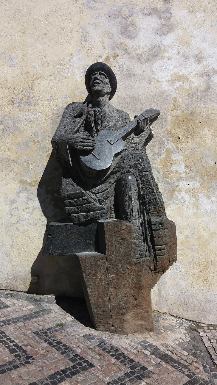 Prague, sculpture, guitare, statue de