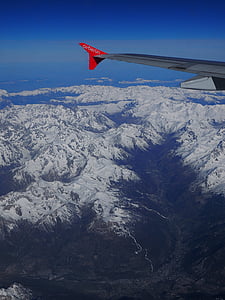 vue aérienne, luftbildaufnahme, alpin, montagnes, Berger, avion, aile