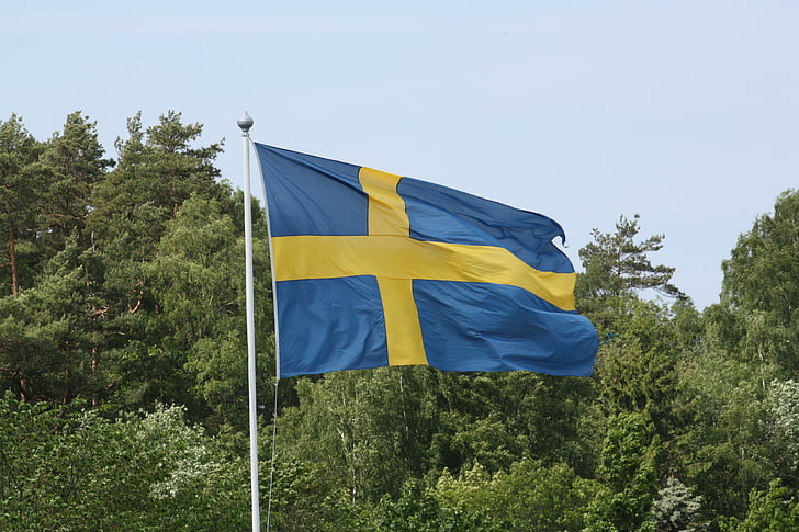 bandeira sueca, Bandeira da Suécia, amarelo e azul, Bandeira