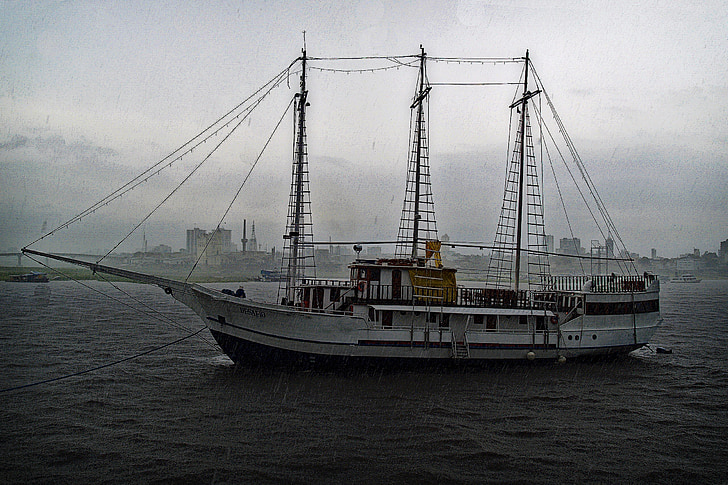 sail boat, ship, storm, rain, rain drops, old, vessel