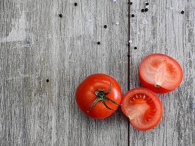 tomate, produtos hortícolas, comer, sal, pimenta, comida, vegetariano