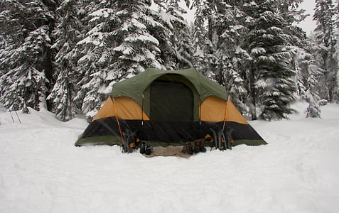 šator, snijeg, LED, zimski krajolik, vanjski, priroda, Zima