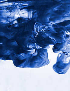 Foto, modrá, atrament, vody, ilustrácie, dym - fyzickú štruktúru, abstraktné