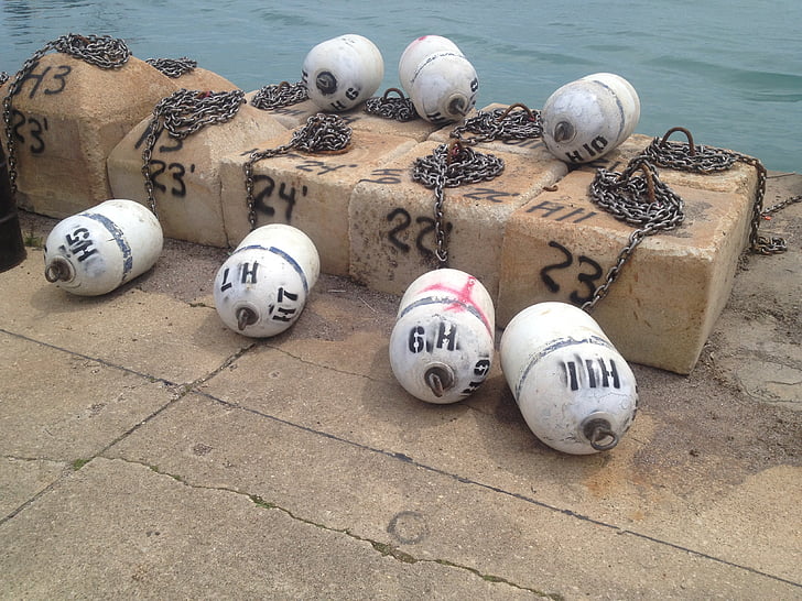 buoys, waterfront, water, harbor, pier, marine, nautical