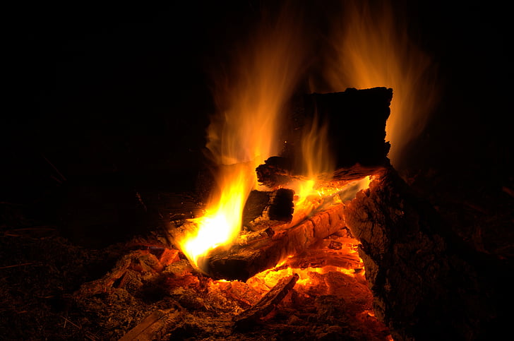 огън, лагерен огън, дървен материал, яма, горя, топлина, изгаряне