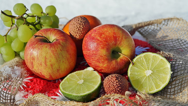 fruits, pomme, Mandarin, en bonne santé, Déco, fruits, alimentaire