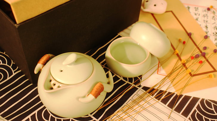 tea set, antiquity, warm colors