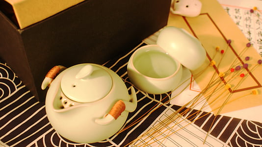 tea set, antiquity, warm colors