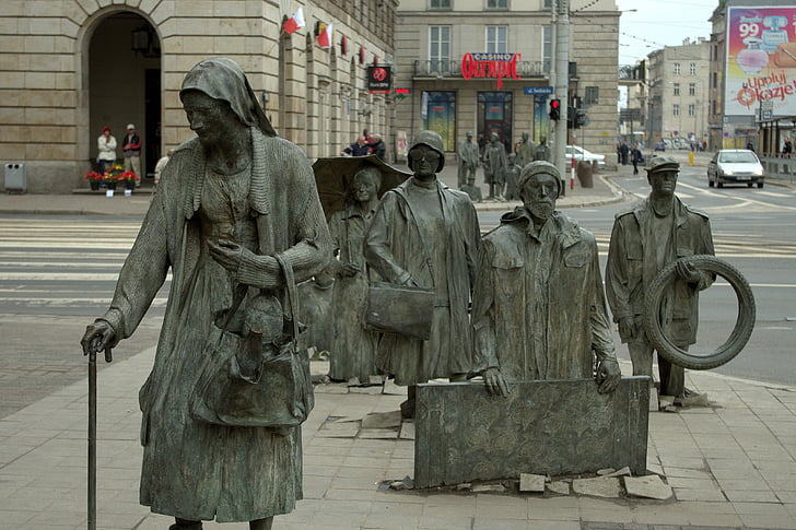 persones, Monument, Polònia, ciutat, Wrocław, carrer