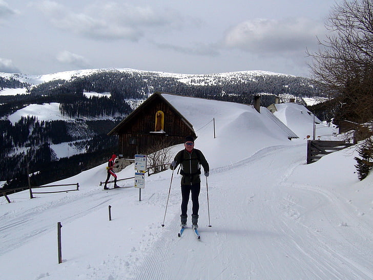 winter, country, snow, nature, skis, skiers, austria