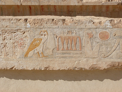 ιερογλυφικά, Αίγυπτος, ανακούφιση, Ναός, κουκουβάγια, Ναός του Χατσεπσούτ, παλιά
