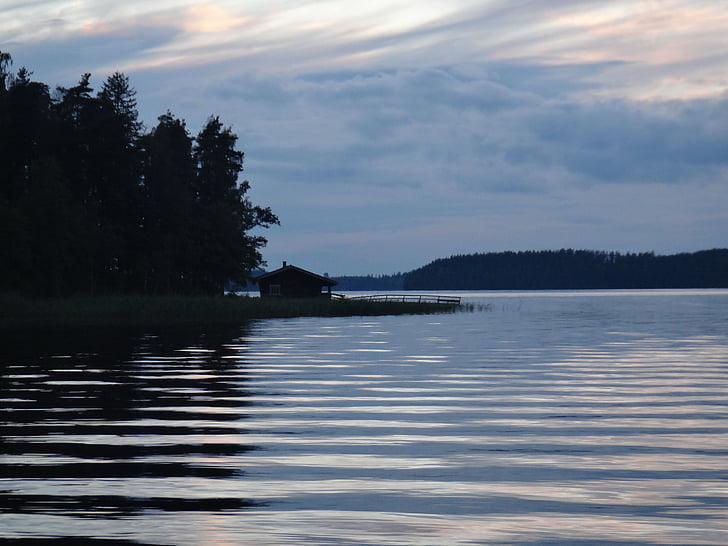 Finland, sommer, søen, natur, vand, landskab, skov