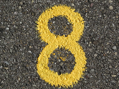 broj, oglas, žuta, boja, asfalt, ceste, znamenka