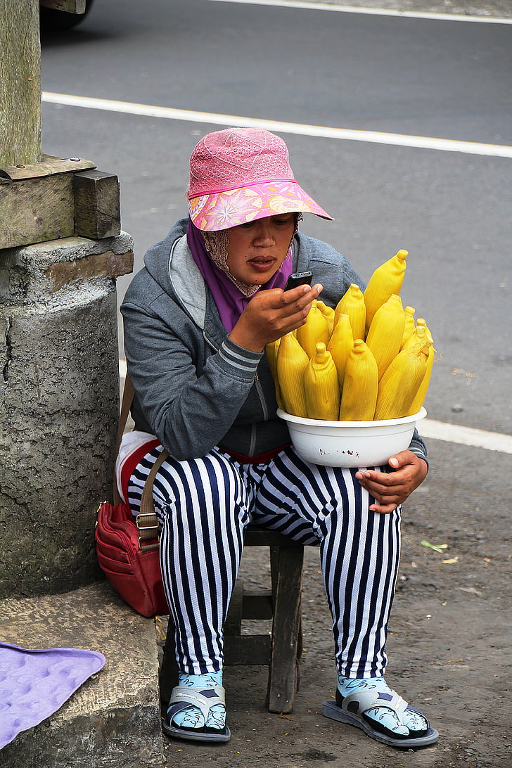 portrait, bali, woman, indonesian, face, character, street sales