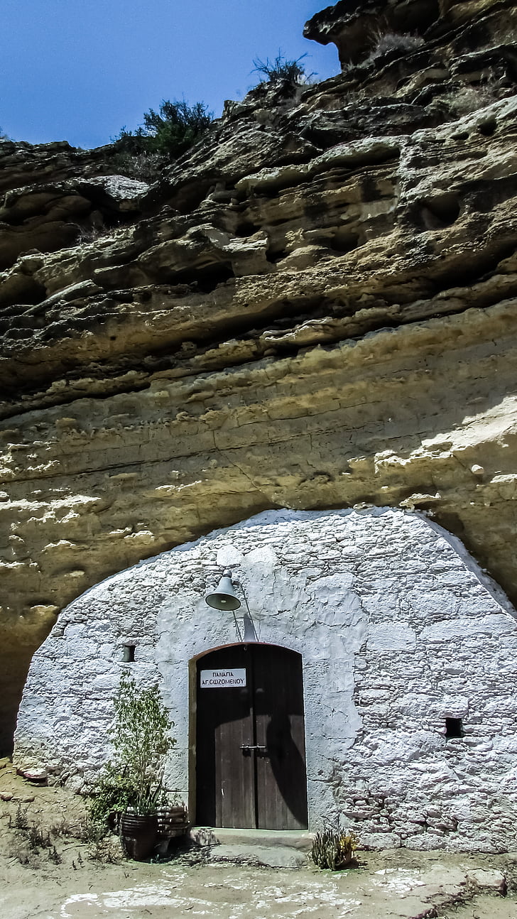 cyprus, ayios sozomenos, cave, church, village, abandoned, deserted