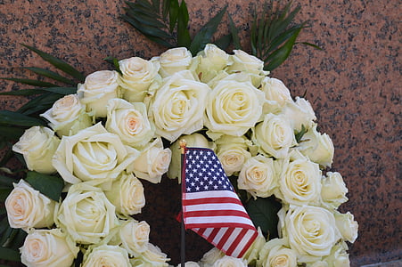 bloemen, eerstelingsgarve, wit, vlag, eerbetoon, herdenking, Normandië