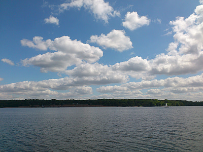 Wannsee, debesis, Berlīne, ezers, daba, mākoņi, ainava