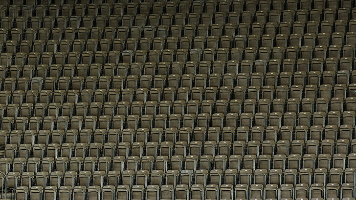 stadions, sēdvietu skaits, monotonija, tukšs, plastmasas, krēsls, rindas