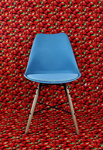 stol, bakgrunn moderne, jordbær, rød, frukt, sete