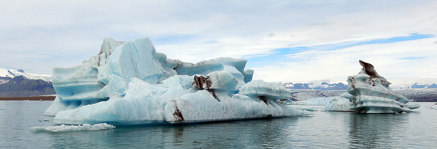 Jokulsaurlounas ledyno Marios, ledyninį ežerą, vandens, ledo, ledkalnių, vairavimo ledkalnis, Vulkaniniai pelenai