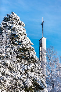 šest, snijeg, križ, Zima, Crkva