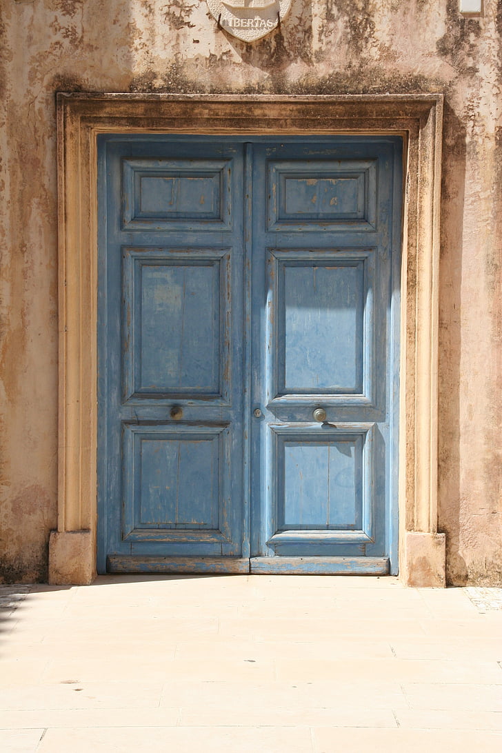 tekstur, trædør, blå, tidligere, døren, arkitektur, indgang