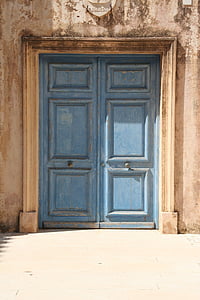 tekstur, pintu kayu, biru, mantan, pintu, arsitektur, masuk