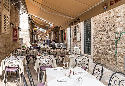 Horvátország, Dubrovnik, étterem, ősi, kő, Európa, régi