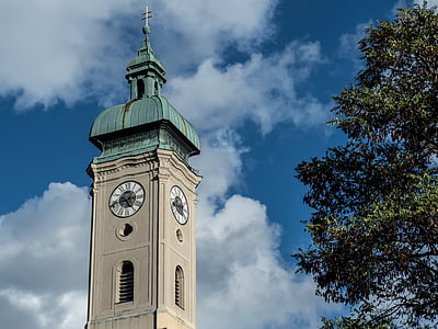 Torre, Plaza, Monaco di Baviera, Torre di Eclipse, cultura, nuvole, architettura