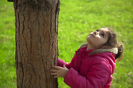 dieťa, strom, Príroda, životného prostredia, tráva, láska, vonku