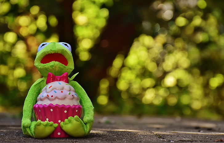 Kermit, βάτραχος, cupcake, Αστείο, ζώο, κέικ, Λούτρινα ζωάκια
