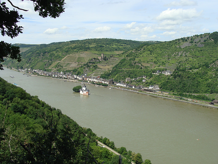 Pfalzgrafenstein, Burg gutenfels, vallée du Rhin, rivière, île, forteresse, fortification