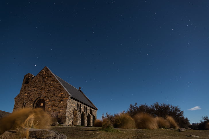 Église, Nouvelle-Zélande, architecture, abandonné, bleu, maison, structure bâtie