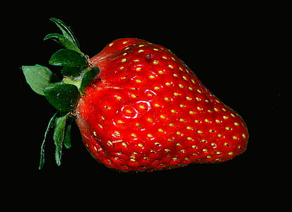 jordbær, rød, Sød, moden, sort baggrund, spise sundt, mad og drikke