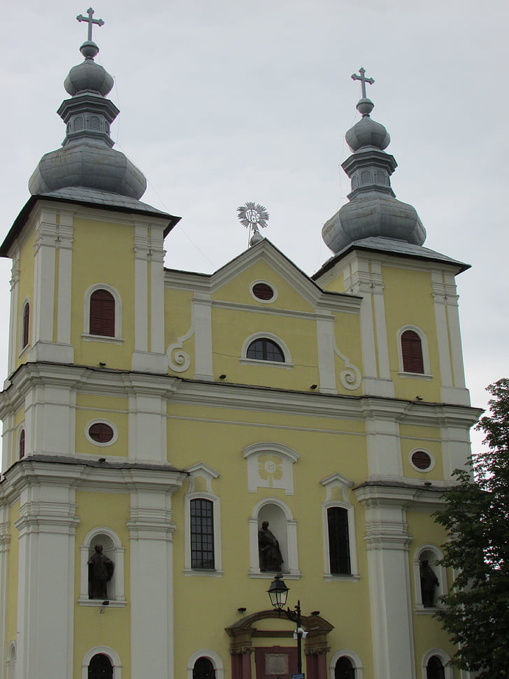 baia mare, transylvania, church, religion, yellow, historic, old