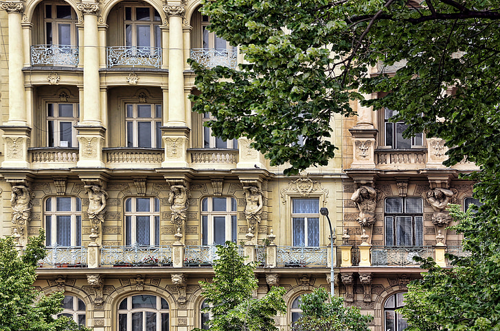 bowever, janela, Prague, Gable, fachada, edifício, República Tcheca