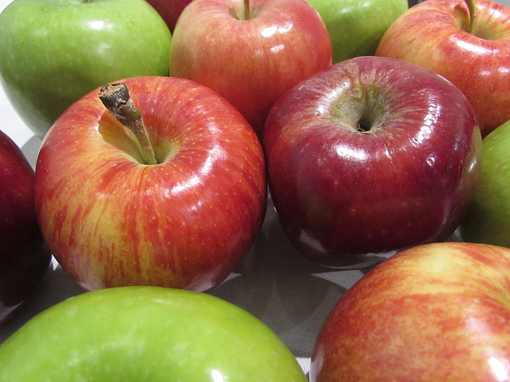 jablka, červená, zelená, Rosh hashana, židovský, ovoce, jídlo