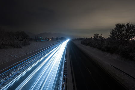 time, lapse, photo, national, road, highway, light