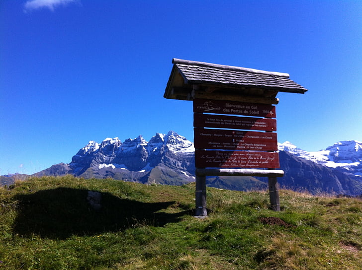 montagna, paesaggio, Svizzera, montagne, midi di ammaccature du, gamma, Portes du soleil