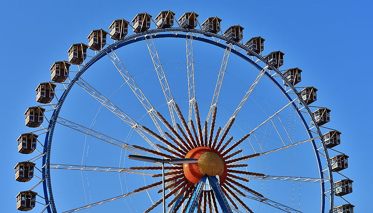 Oktoberfest, Ferris wheel, pusvagonus, braukt, Folk festivāls, carnies, gadatirgus
